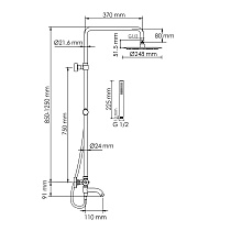 Душевая стойка WasserKRAFT A288.258.217.BM Thermo с термостатом, черный матовый