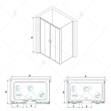 Душевой уголок RGW Passage PA-41 (PA-11 + Z-050-2) 120x70 хром, прозрачное