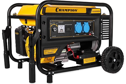 Генератор Champion GG3200EW (3,2/3,5кВт OHV 7,5лс 15л 48кг эл.старт колеса)