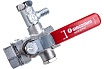 Шаровой кран Giacomini R250DS 1/2", внутренняя/внутренняя, ручка-рычаг красный, хромированный, со сливом R250SX003