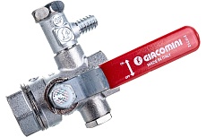 Шаровой кран Giacomini R250DS 1/2&quot;, внутренняя/внутренняя, ручка-рычаг красный, хромированный, со сливом R250SX003