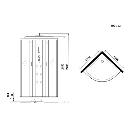 Душевая кабина Niagara Classic NG 702-01 100x100 стекло с рисунком