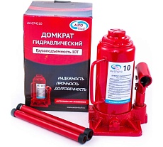 Гидравлический бутылочный домкрат 10 т в коробке /красный/ Autovirazh AV-074210