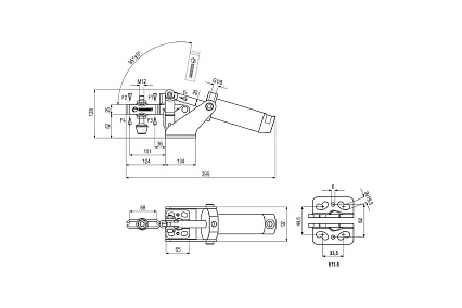 Горизонтальный пневматический прижим KUKAMET усилие 204 кг 611-5