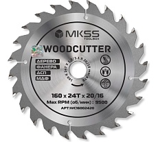 Диск пильный по дереву MKSS Toolbox Woodcutter WC1600 160x24Тх20/16 мм WC16002420