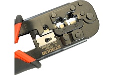 Кримпер STEKKER CTLS007 для обжима RJ разъемов RJ-45 (8P8C), RJ-12 (6P6C) и RJ-11 (6P4C и 6P2C), черный/красный, 49613