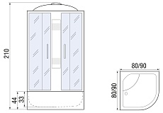 Душевая кабина River Rein 90/44 МТ 90x90 матовая, с крышей