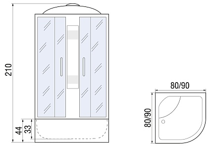 Душевая кабина River Rein 90/44 МТ 90x90 матовая, с крышей
