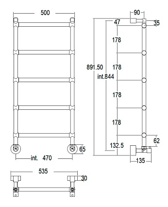 Полотенцесушитель водяной Margaroli Sole 442-5 50x90 хром