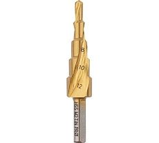Сверло ступенчатое по стали (4-12 мм, 5 ступеней, HSS-G M2 TIN, хвостовик 6 мм) Профоснастка № 3301 30106001