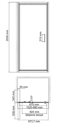 Душевая дверь WasserKRAFT Salm 27I12 100x200