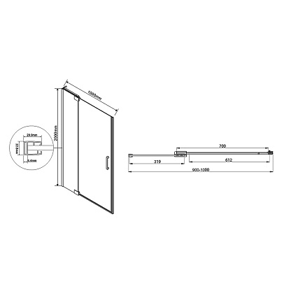 Душевая дверь Vincea Extra VDP-1E 90/100x200 хром, прозрачная