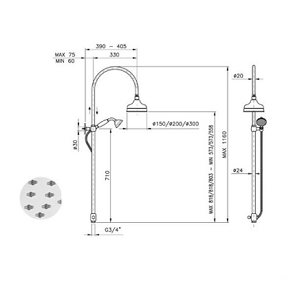 Душевая стойка Nicolazzi 5712WS.OL30