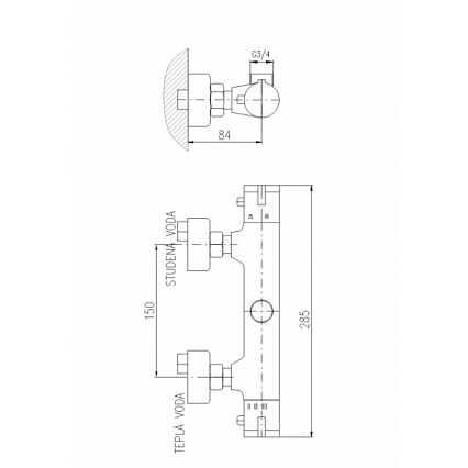 Смеситель для душа Rav Slezak Dunaj Termostat TRM81.5 термостат