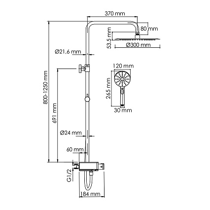 Душевая стойка WasserKRAFT A113.116.127.CH Thermo с термостатом, хром