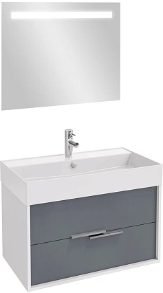 Мебель для ванной Jacob Delafon Vivienne NEW 80 см с ручками, белый блест./серый