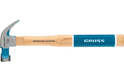 Молоток-гвоздодер Gross American hickory 200г, угол 45, магнит, обрезиненная рукоятка 10414