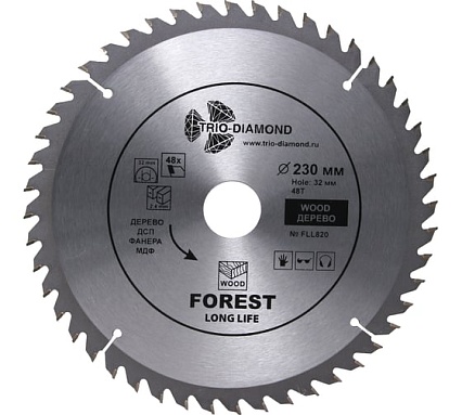 Диск пильный по дереву (230х32 мм; 48Т) TRIO-DIAMOND FLL820