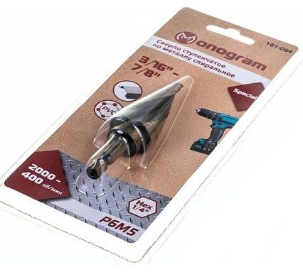 Сверло ступенчатое Special (3/16" - 7/8"; 12 ступеней; Р6М5) MONOGRAM 101-064