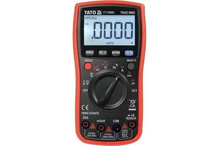 Универсальный цифровой измеритель Yato TRUE RMS LCD 19999 YT-730893
