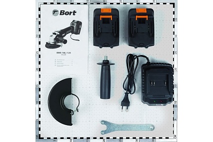 Шлифовальная угловая аккумуляторная машина Bort BWS-18Li-125 93722340