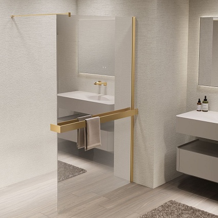 Душевая перегородка Vincea Walk-In VSW-1HR100MRG 100x200 матовое золото, зеркальное