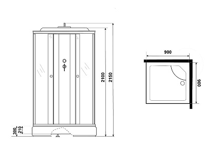 Душевая кабина Niagara Eco E90/26Q/TN 90x90 стекло тонированное, без г/м