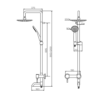 Душевая стойка Dorff Logic D0703000SS нержавеющая сталь