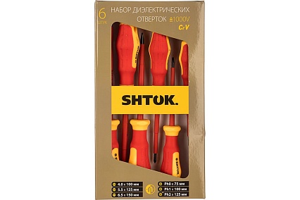 Набор диэлектрических отверток SHTOK 6 шт. картон 1000В 09906