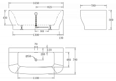 Акриловая ванна BelBagno BB74-NERO 165x78 черный