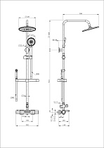 Душевая стойка Wonzon&Woghand Plate WW-C3017-A1-MB термостат, черный матовый