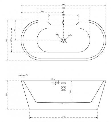 Акриловая ванна Abber AB9299-1.6 160x80, белый