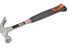 Молоток с гвоздодером TACTIX 450 гр, металлическая рукоятка 221051