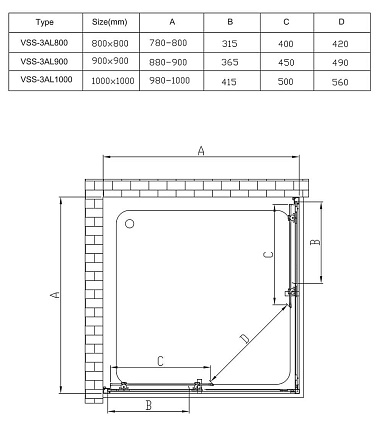 Душевой уголок Vincea Alpha VSS-3AL100CLB 100x100 черный, прозрачное