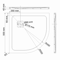 Поддон для душа WasserKRAFT Neime 19T01 90x90, черный мрамор