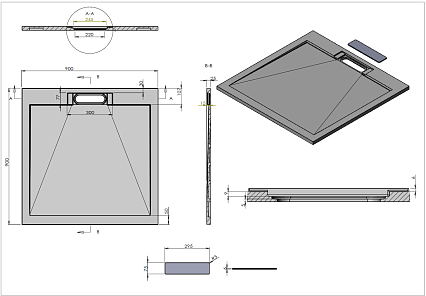 Поддон для душа Vincea VST-4SRL9090G 90x90 серый