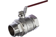 Шаровой кран Giacomini R254DL 1 1/2&quot;, внутренняя/наружная, ручка-рычаг красный, хромированный R254LX007