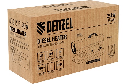 Дизельная тепловая пушка Denzel dhg-25i, 25 квт, 600 м3/ч, прямой нагрев, термостат 96483