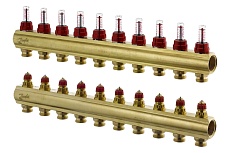 Коллекторы Danfoss FHF-10F с расходомерами для 10 контуров 088U0530