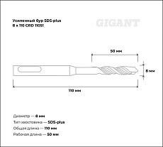 Бур усиленный SDS-plus (8x110 мм) Gigant GRD 11051