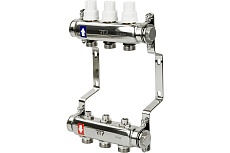 Коллекторная группа с ручными регулирующими клапанами и кронштейном RTP (евроконус 3/4&quot;) нержавеющая сталь sus 304 1&quot;х3 выхода, 39439