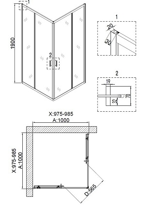 Душевой уголок Niagara Nova NG-6609-08 100x100 прозрачный, хром