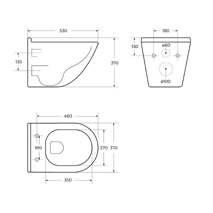 Подвесной унитаз Belbagno Senso-Tor BB017CH-TOR безободковый, со смывом Торнадо, белый