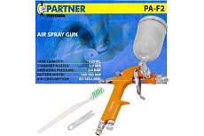 Краскораспылитель Partner мини с боковым металлическим бачком, 125 мл, 1.0 мм, 2.0 bar, 50-100 л/мин, присоединительная резьба 1/4 PA-F2(28397)