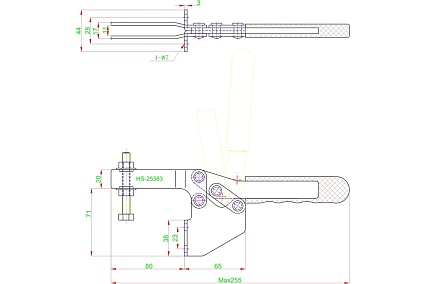 Зажим с горизонтальной рукоятью HS CLAMP HS-25383