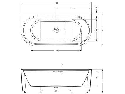 Акриловая ванна Riho Desire 184x84 BD07 пристенная, белый матовый