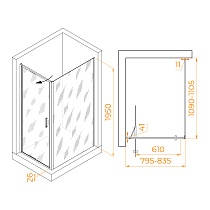 Душевой уголок RGW Stilvol SV-145B (SV-05B + Z-050-2B) 80x110 прозрачное, черный 703214581-14