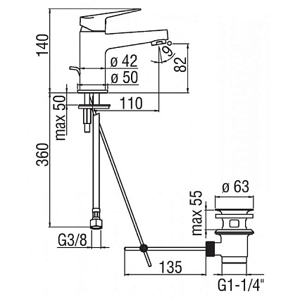 Смеситель для раковины Nobili Blues BS101118/1CR