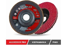 Круг лепестковый торцевой AGGRESSOR-PRO 2 125x22 мм, V, Р80, 35 шт TOTFLEX 4631166199633