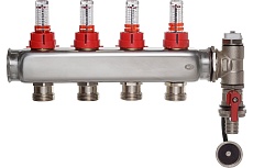 Коллектор ColSys p884 4 выхода с расходомерами, воздухоотводчиком и дренажным шаровым краном 188410504